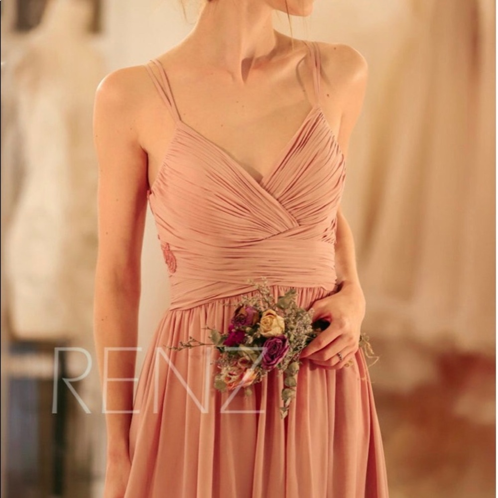Boho Wedding Bridesmaid Dress Dusty Rose-RenzRags